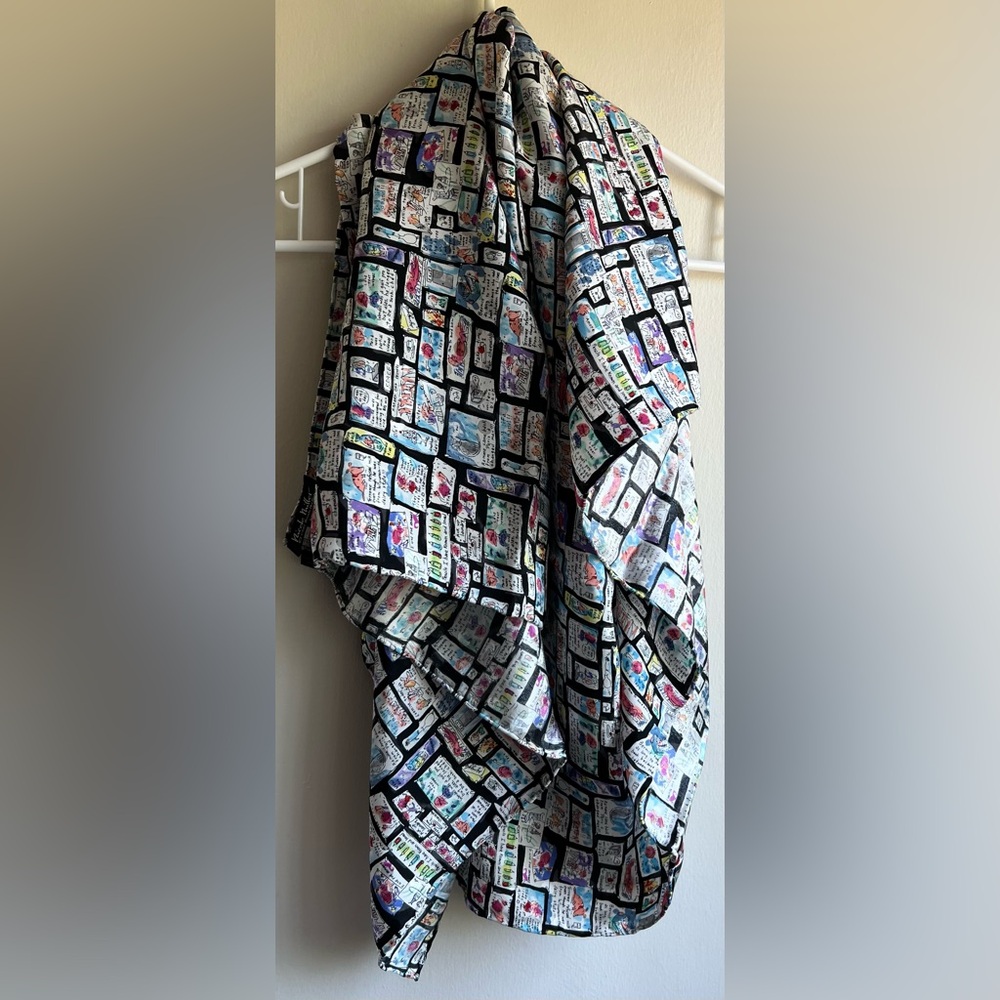 EUC Nicole Miller Multicolor Graphic Silk Scarf
